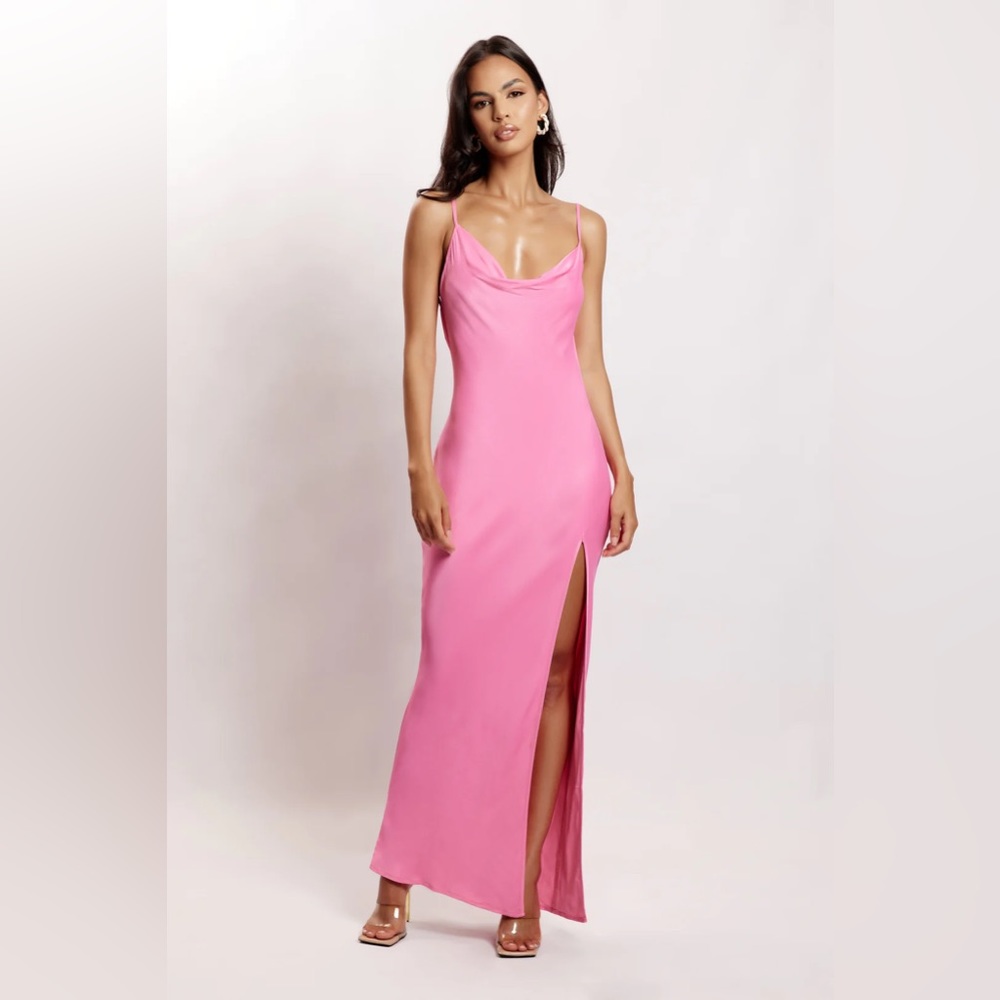 JADE
Cowl Neck Backless Maxi Dress - Pink